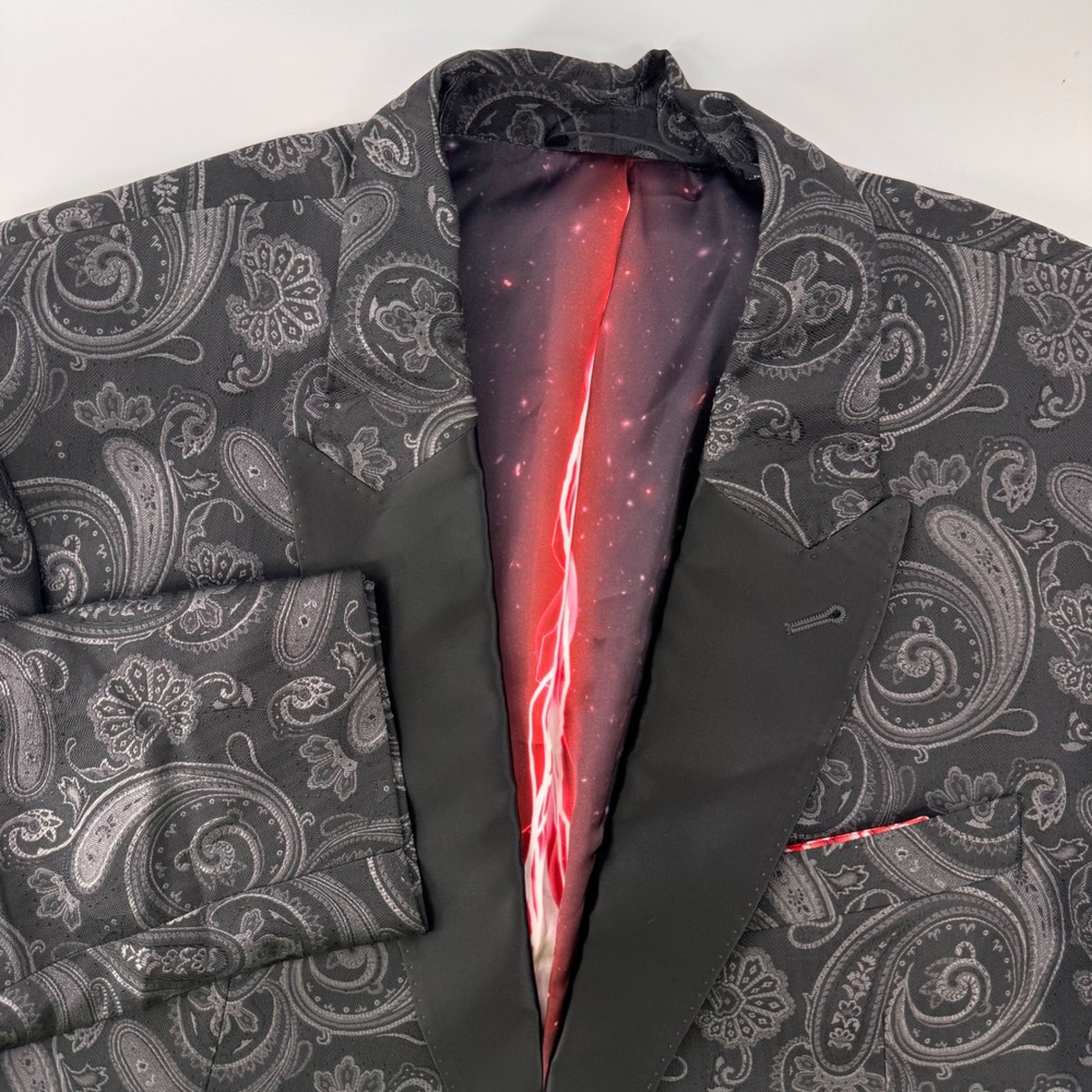 Robert Graham Star Wars Kylo Ren Sport Coat Mens 46 Black Paisley Silk Blazer